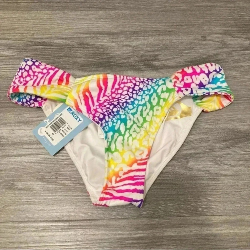 Roxy girl Reversible Sidewinder Printed and Logo Bikini Swim Bottom NEW